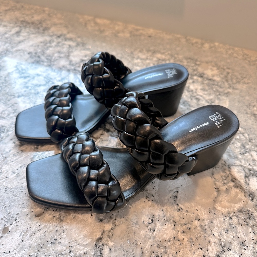 Time and Tru black braided heel